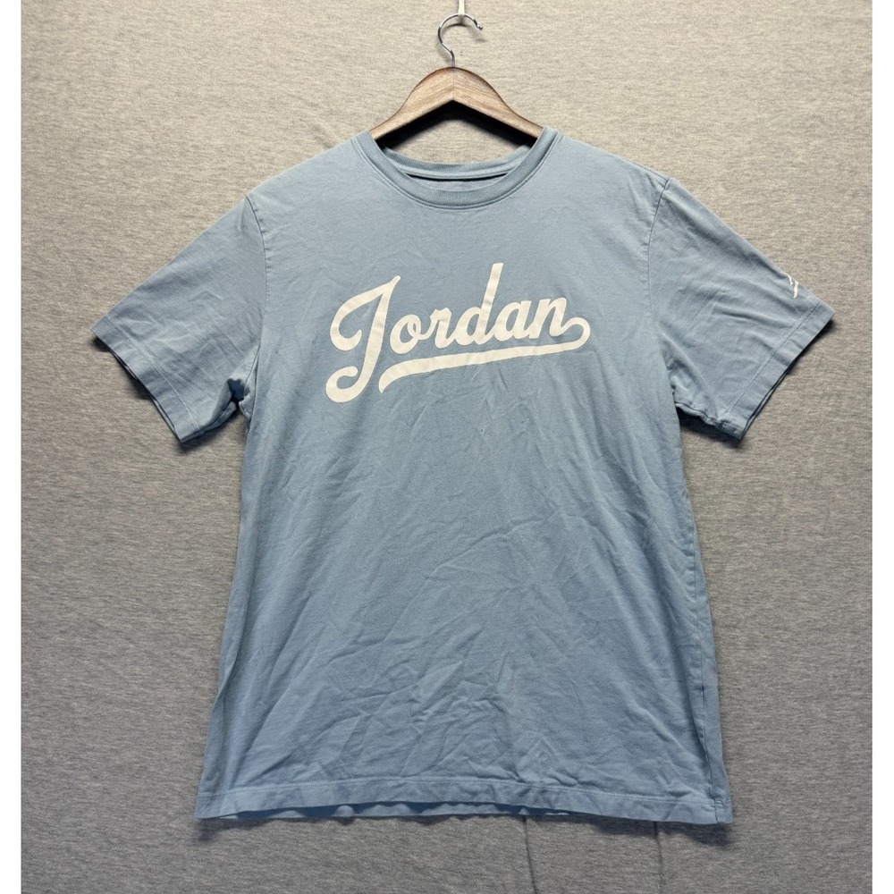 Air Jordan Flight MVP T Shirt Mens Large Light Blue Graphic Script Spellout Logo